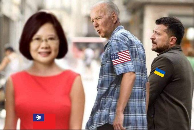 distracted boyfriend Biden looks at Taiwan instead of Ukraine