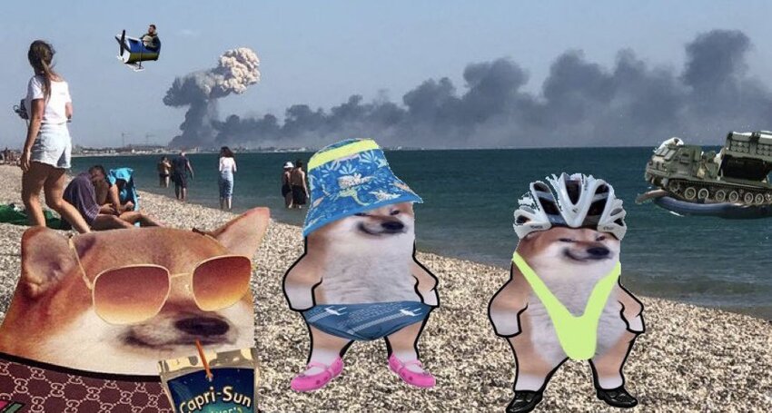 Crimea beach with explosions, jazzed up with some Fellas shopped in