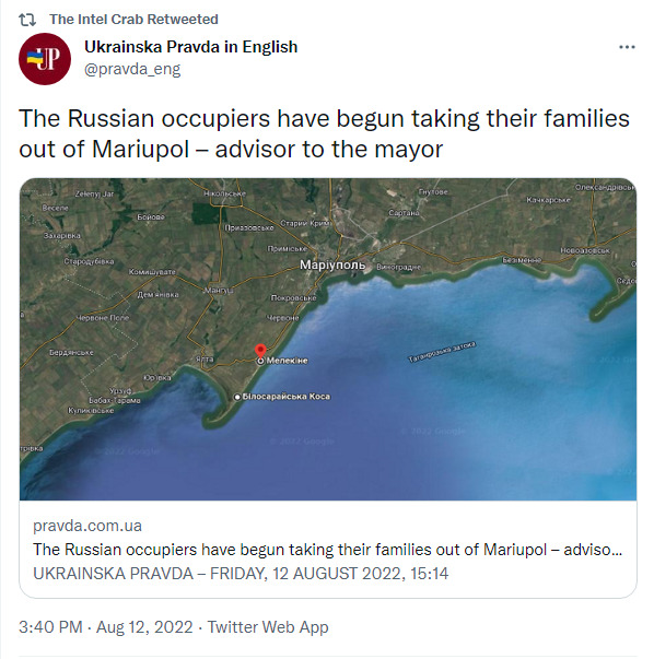 Russian occupiers have begun taking their families out of Mariupol