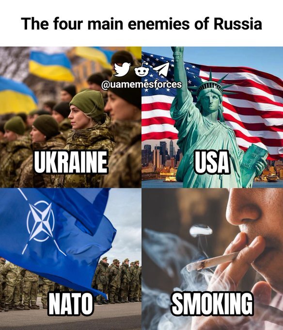 The 4 main enemies of Russia: Ukraine, USA, NATO, smoking
