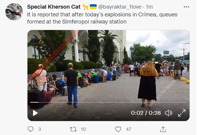 it is reported that after today's explosions in Crimea, queues formed at the Simferopol railway station
