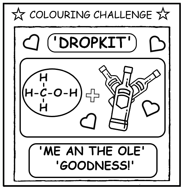 coloring book page about poisoning enemies with methanol