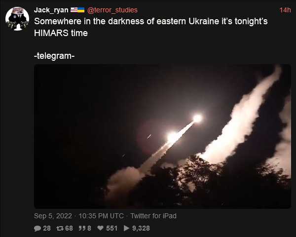 somewhere in the darkness of Eastern Ukraine it's tonight's HIMARS time