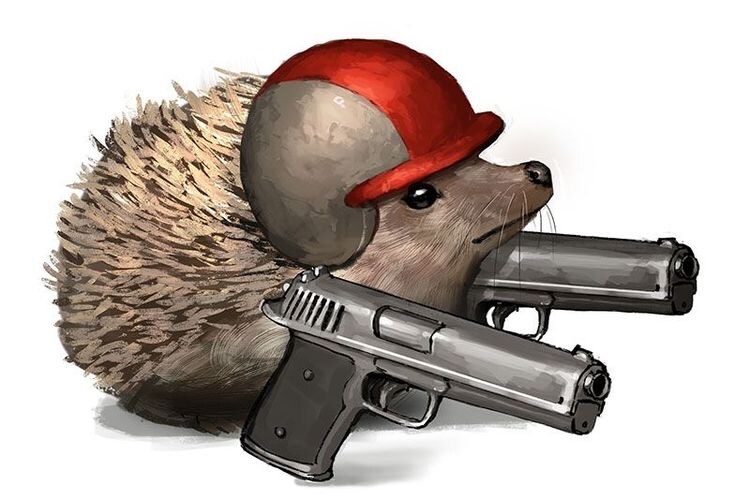 hedgehog with pistols