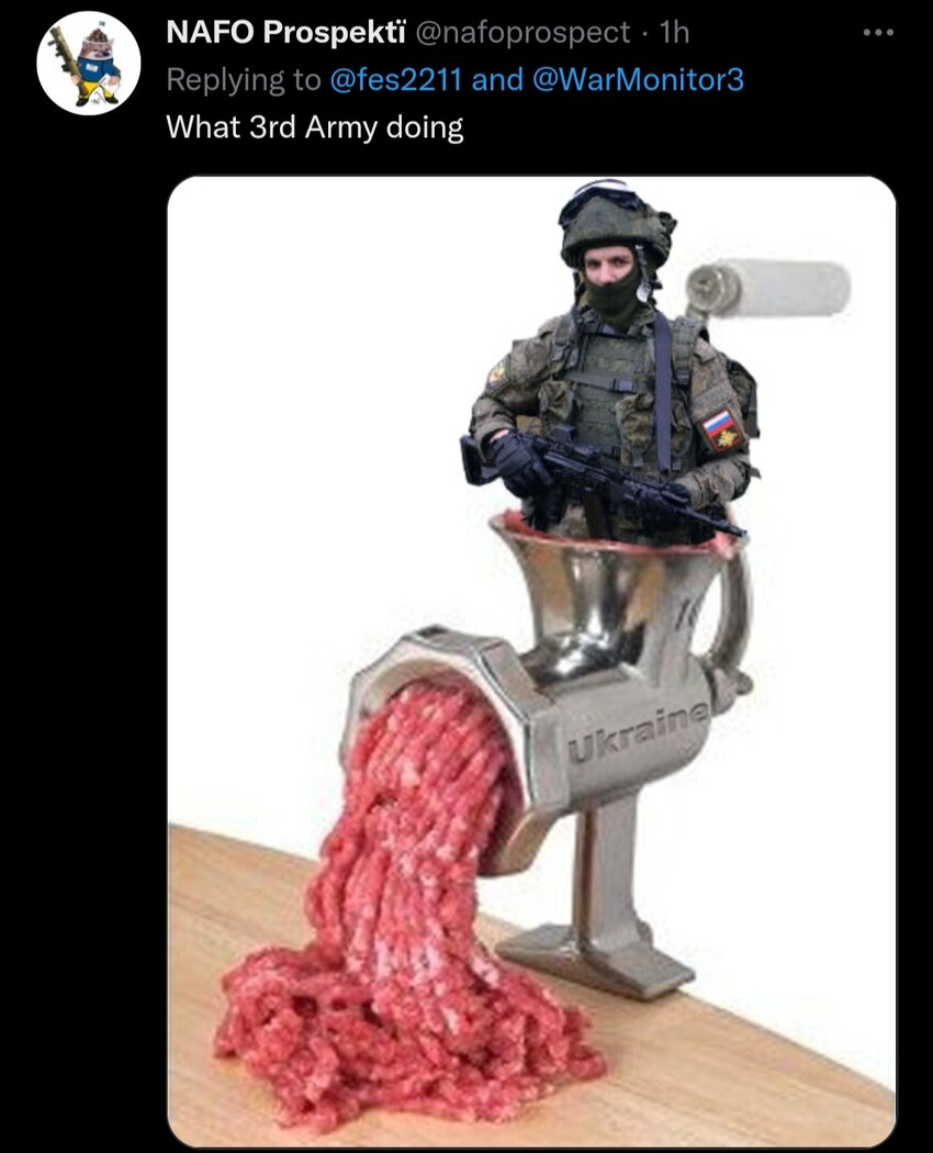 What 3rd Army doing? (soldier being fed into a meat grinder)