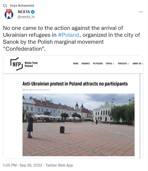 Anti-Ukrainian protest in Poland attracts no participants