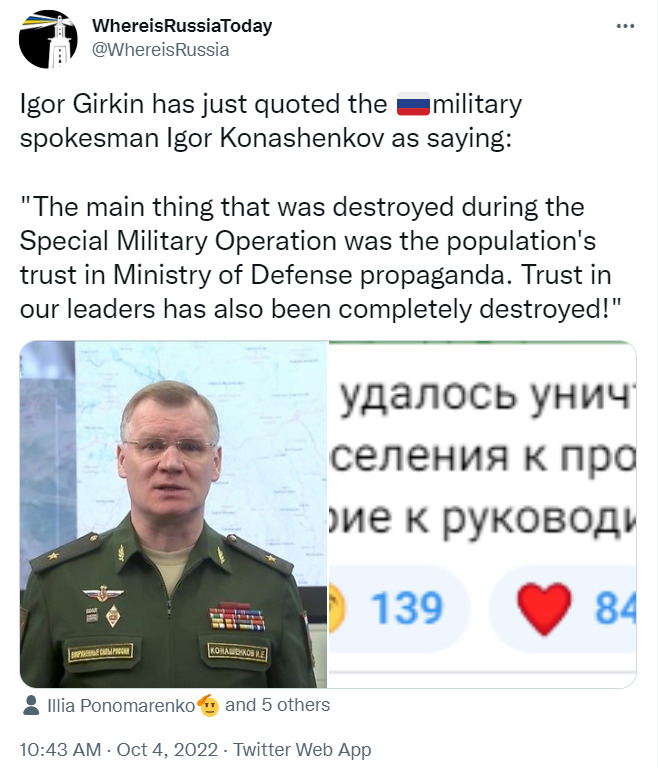 The main thing that was destroyed during the special military operation was the population's trust in Ministry of Defense propaganda.