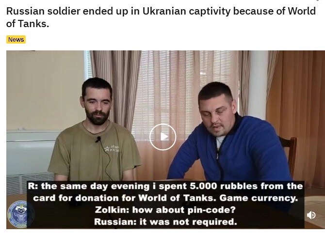 Russian guy steals credit card, goes to jail, gets out of jail by joining Russian army, gets captured by Ukraine