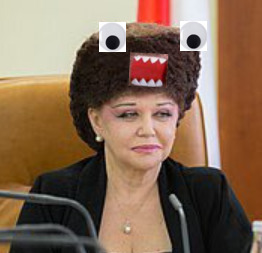 Former Russian Nazi state Senator Petrenko (famous for her hairdo) shopped to resemble Domo-Kun