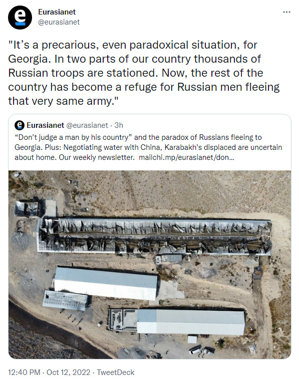 Precarious situation for Georgia. In 2 parts of our country, thousands of Russian troops are stationed. Now, the rest of the country has become a refuge for Russian men fleeing that very same army.