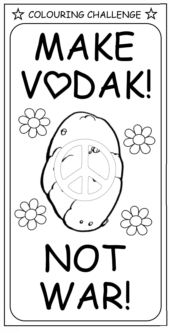 coloring book page about 'Make Vodak, not war!'