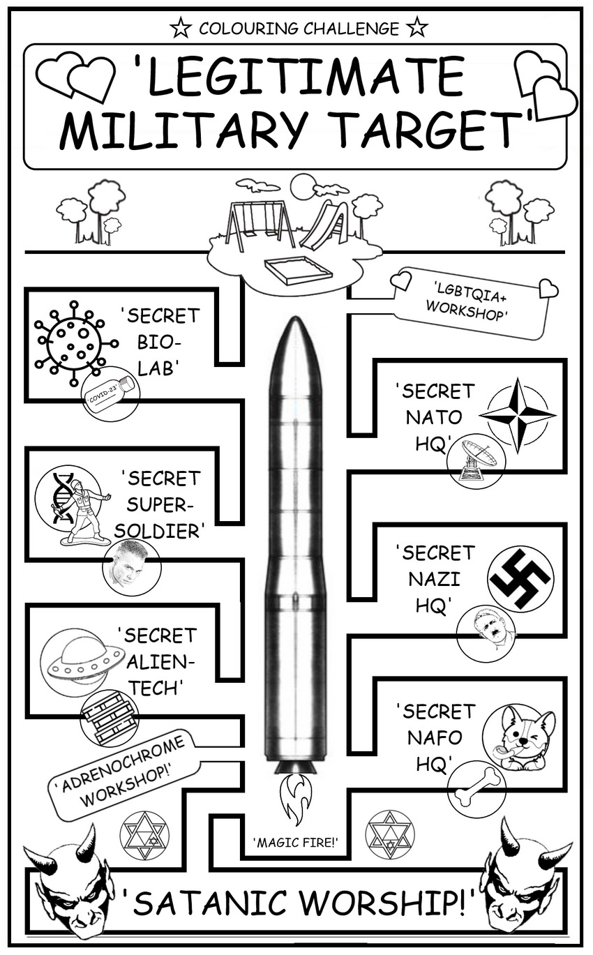 coloring book page about things that are legitimate military targets