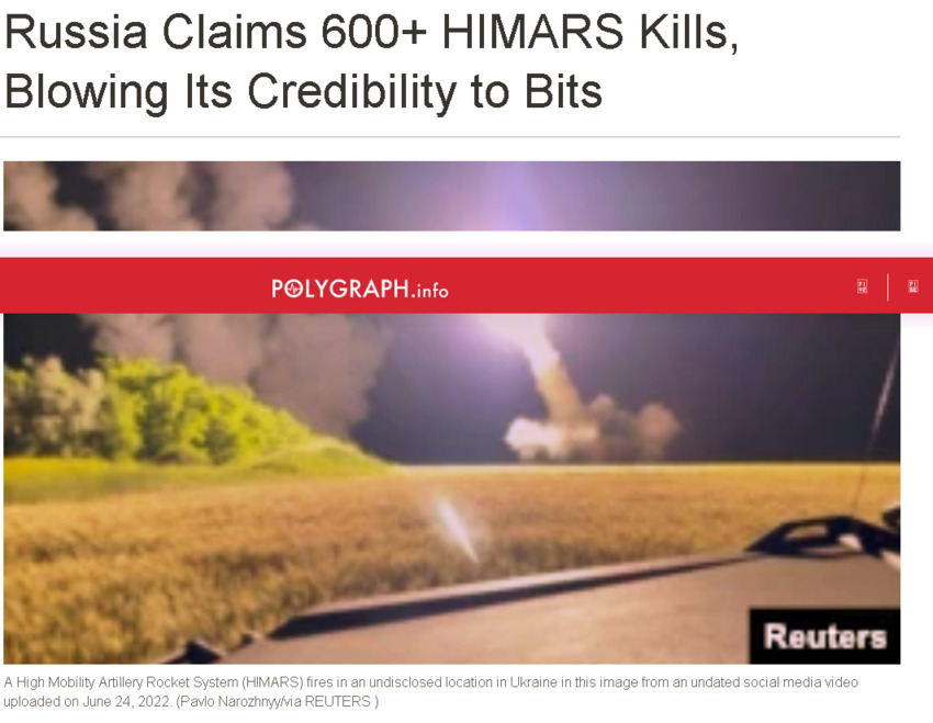 Russia claims 600+ HIMARS kills.