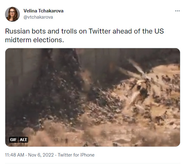 Russian bots and trolls on twitter ahead of he US midterm elections (chaos and craziness)