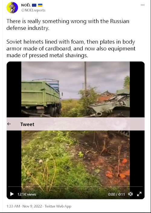 There really is something wrong with the Russian defense industry. Soviet helmets lined with foam, then plates in body armor made of cardboard, and now also equipment made of pressed metal shavings.