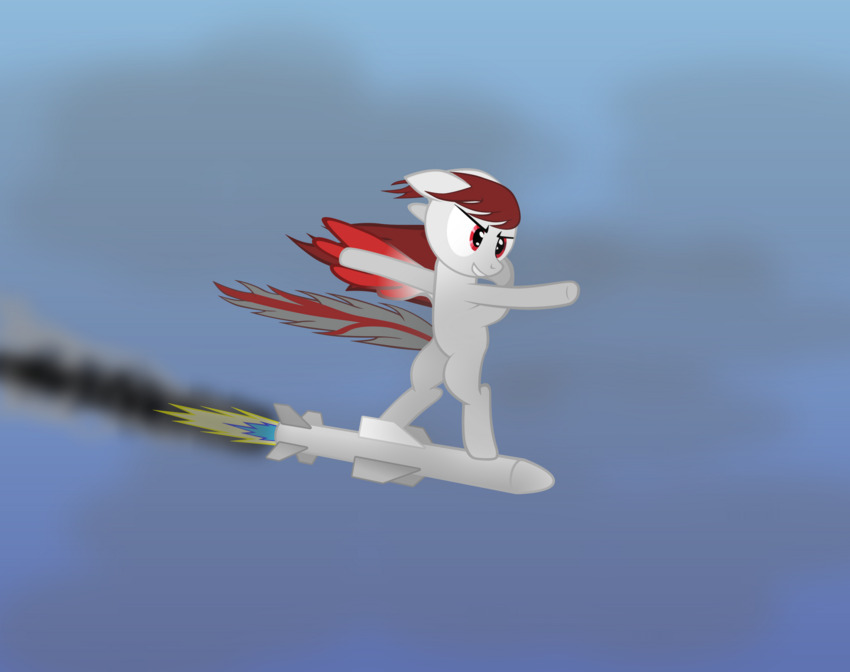 pony riding on a cruise missile