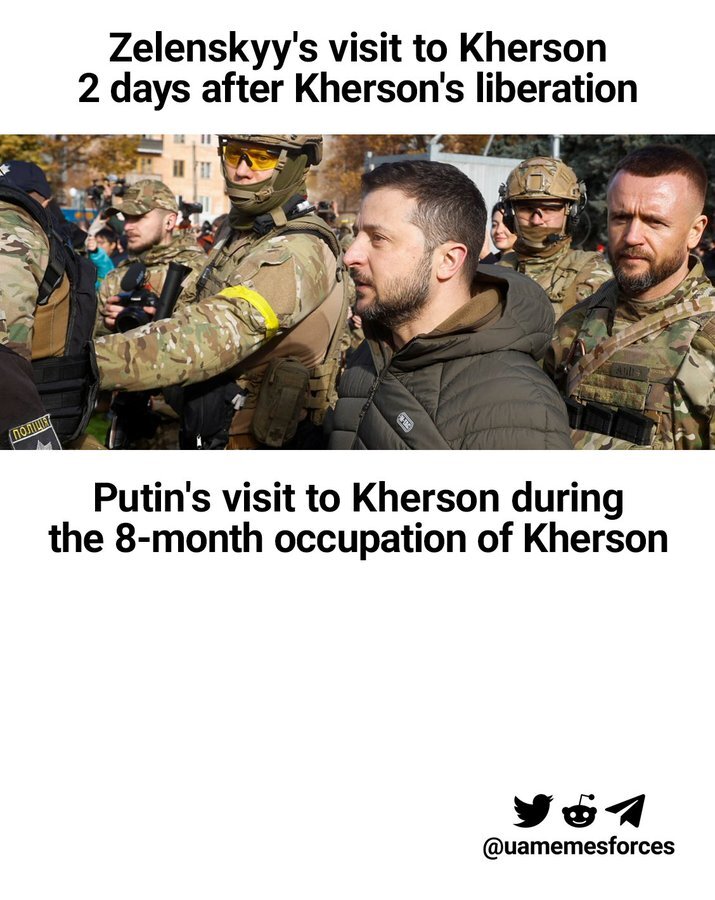Zelenskyy visited Kherson in 2 days after Ukraine liberated it. Putin basically never visited Kherson.