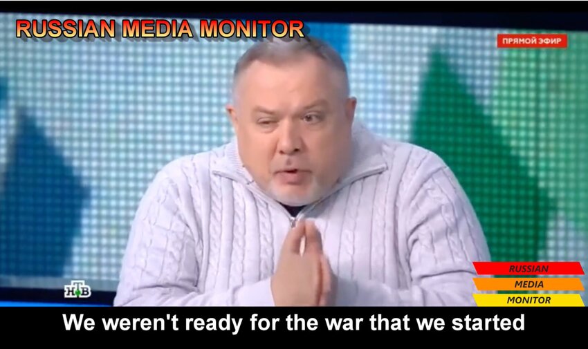 Russian TV presenter lamenting that they were not ready for the war they started.