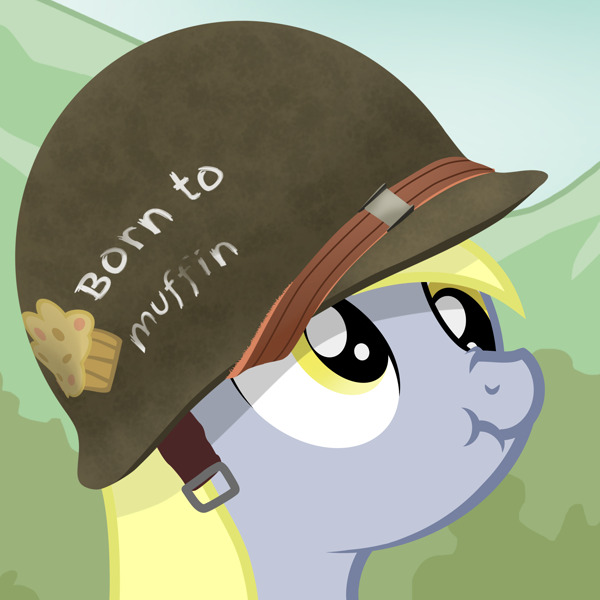 pony with helmet that says 'Born to Muffin'