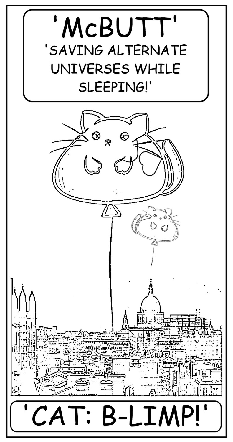 coloring book page about McButt the cat