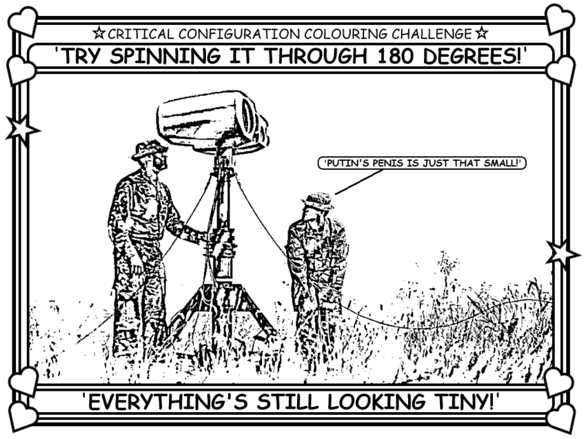 Coloring book page about everything still looking tiny.