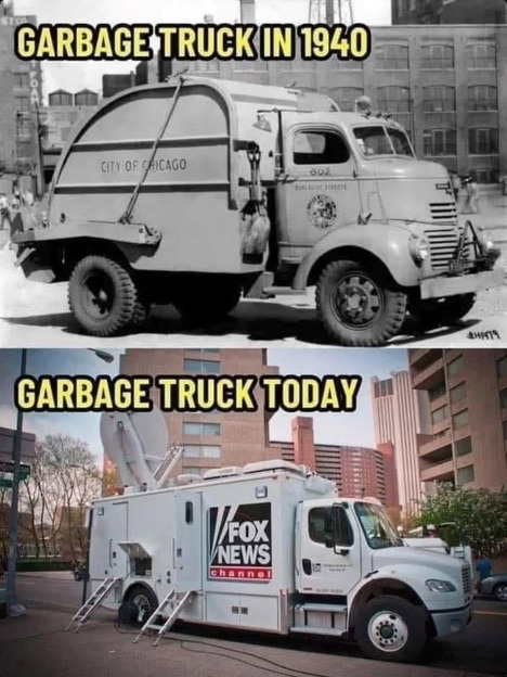 Garbage truck in 1940: (truck) Garbage truck now: (Fox News).