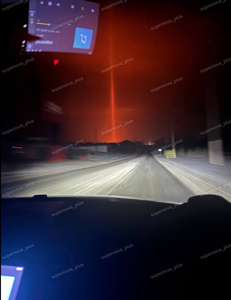 Giant spike of fire in occupied Melitopol.