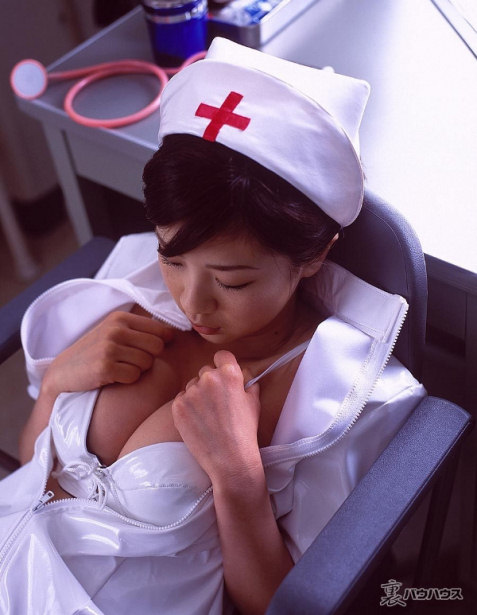 Asian dressed as a nurse