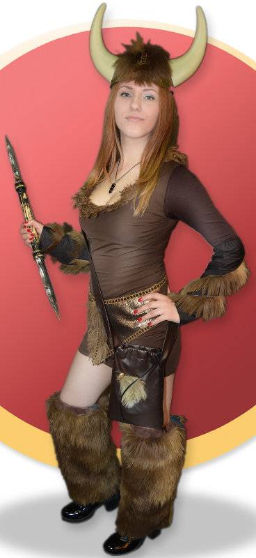 brunette in Viking outfit