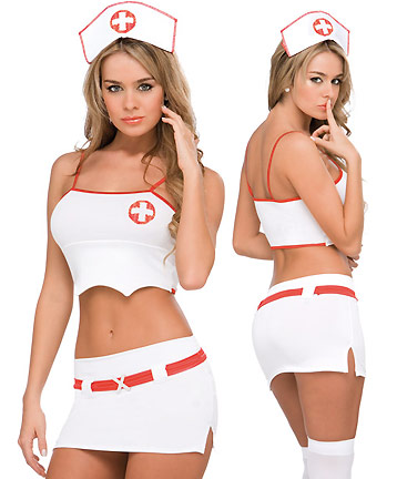 blonde in nurse costume